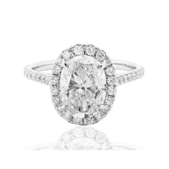 AURORASTONE OVAL HALO SOLITAIRE RING